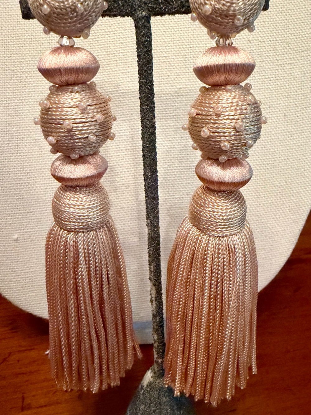 Oscar de la Renta Pink Dot Ball Tassel Earrings - Picture 3 of 16